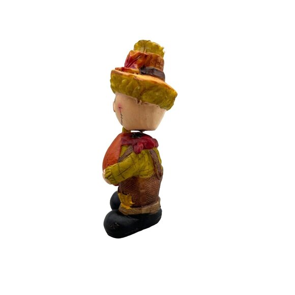 Halloween Harvest Boy Scarecrow Holding Orange Pumpkin Bobblehead 5" Figure - Picture 4 of 7